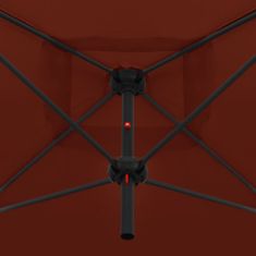 Vidaxl Dvojitý slnečník s oceľovou tyčou 250x250 cm, tehlovo červený