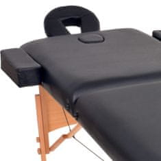 Petromila vidaXL Skladací masážny stôl, 2 zóny, 10 cm hrubý, čierny
