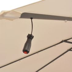 Vidaxl Visiaci slnečník s LED osvetlením a kovovou tyčou, 300 cm, piesková farba
