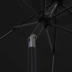 Vidaxl Slnečník s LED a hliníkovou tyčou 300 cm, čierny