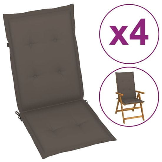 Vidaxl Podložky na záhradné stoličky 4 ks, sivohnedé 120x50x3 cm