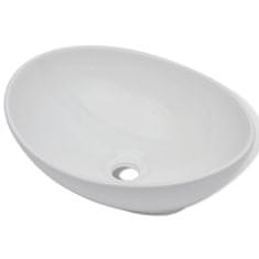 Petromila vidaXL Kúpeľňové umývadlo s pákovým kohútikom keramické oválne biele