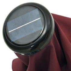 Vidaxl Vonkajší slnečník s LED svetlami a oceľovou tyčou 300 cm bordovočervený