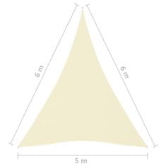 Vidaxl Tieniaca plachta, oxford, trojuholníková 5x6x6 m, krémová