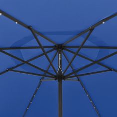 Vidaxl Vonkajší slnečník s LED a kovovou tyčou 400 cm azúrovomodrý