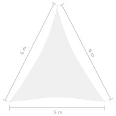 Vidaxl Tieniaca plachta oxfordská látka trojuholníková 5x6x6 m biela