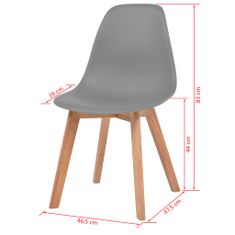 Vidaxl Jedálenské stoličky 2 ks, sivé, plast