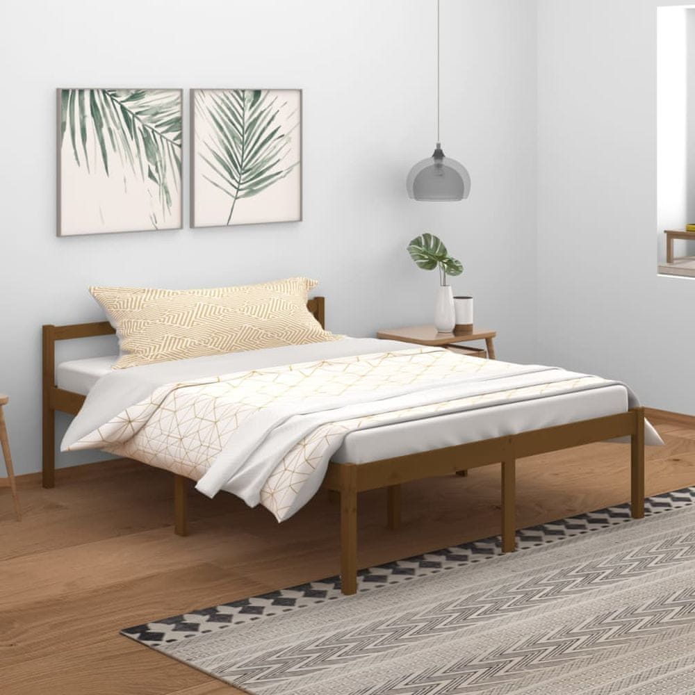 Vidaxl Rám postele, medovo hnedý, masívne borovicové drevo, 150x200 cm