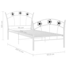Petromila vidaXL Rám postele s futbalovým dizajnom biely kov 90x200 cm