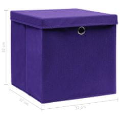 Petromila vidaXL Úložné boxy s vekom 10 ks, fialové 32x32x32 cm, látka