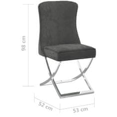 Vidaxl Jedálenské stoličky 4 ks sivé 53x52x98 cm zamat a nehrdzavejúca oceľ