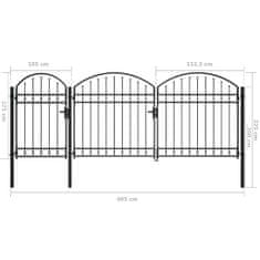 Vidaxl Záhradná plotová brána s oblúkom, oceľ 2,25x4 m, čierna