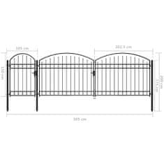 Vidaxl Záhradná plotová brána s oblúkom, oceľ 2x5 m, čierna