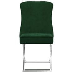 Vidaxl Jedálenská stolička tmavozelená 53x52x98 cm zamat a nehrdzavejúca oceľ