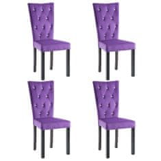 Vidaxl Jedálenské stoličky 4 ks, fialové, zamat