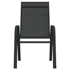 Vidaxl Stohovateľné záhradné stoličky 4 ks čierne textilénová látka