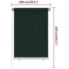 Vidaxl Vonkajšia zatemňovacia roleta 100x140 cm tmavozelená HDPE