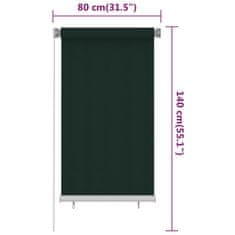 Vidaxl Vonkajšia zatemňovacia roleta 80x140 cm tmavozelená HDPE