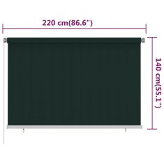 Vidaxl Vonkajšia zatemňovacia roleta 220x140 cm tmavozelená HDPE