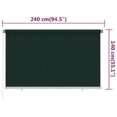 Vidaxl Vonkajšia zatemňovacia roleta 240x140 cm tmavozelená HDPE