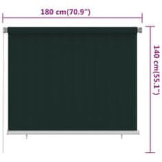 Vidaxl Vonkajšia zatemňovacia roleta 180x140 cm tmavozelená HDPE