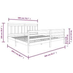 Vidaxl Posteľný rám sivý masívne drevo 200x200 cm