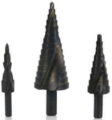 MAR-POL Sada stupňovitých vrtákov 4-12, 4-20, 4-32 mm do plechu RAPID, špirálová drážka, MAR-POL