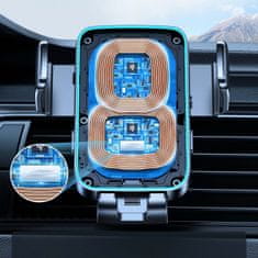 Joyroom Dual-Coil Vent držiak na mobil do auta, Qi nabíjačka 15W, čierny