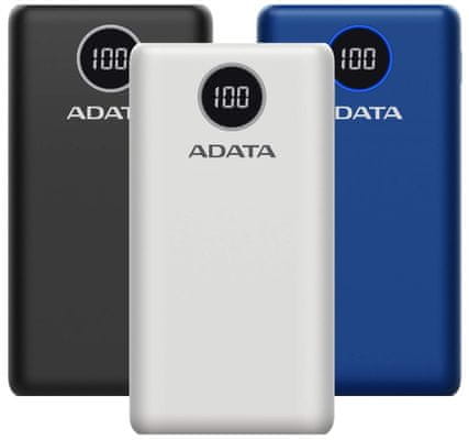 Adata Powerbank 20000mAh displej USB-C obousměrné nabíjení ochrana proti přetížení