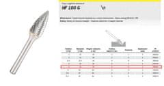 shumee KLINGSPOR FRÉZA NA KOV HF 100 G FI=6,0x18mm Stopka 6mm TYP SPG, HYPERBOLICKÝ BOD