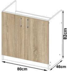 Akord Kuchynská skrinka pod drez S 80 cm ZL Artus biela/sonoma