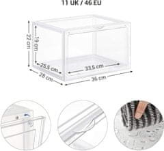 Songmics Box na obuv transparentný 3 ks 36 x 28 x 22 cm