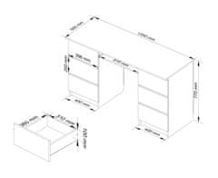 Akord Psací stůl A-11 135 cm bílý/šedý