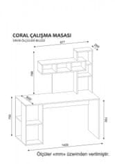 Hanah Home Písací stôl s nástennou policou Coral biela/cordoba