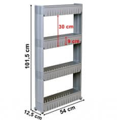TZB Regál na kolieskach - 4 police sivý