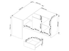 Akord Rohový písací stôl B-17 - súprava komoda a stôl - wenge/biely