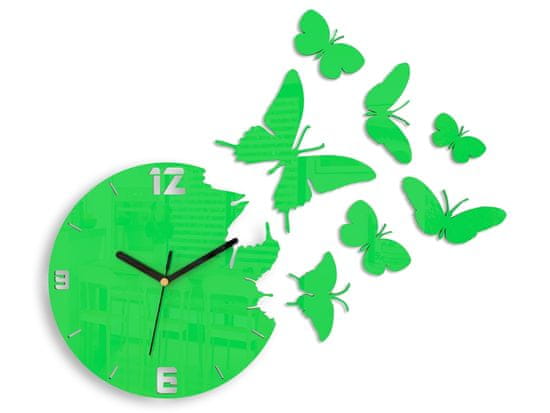 ModernClock 3D nalepovacie hodiny Butterflies zelené