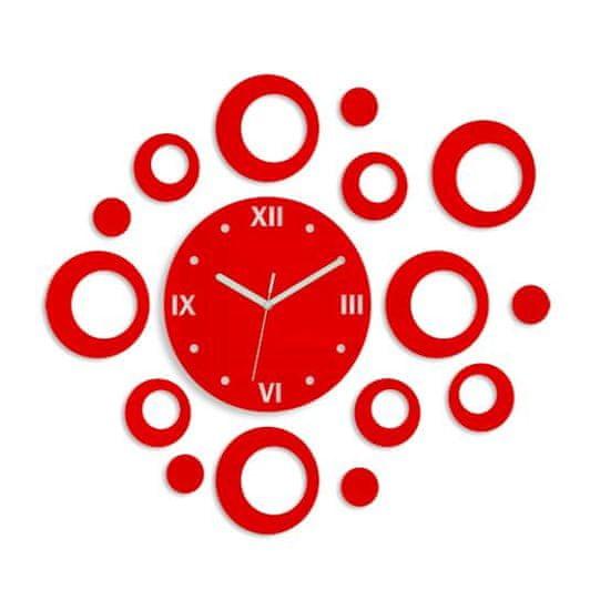 ModernClock 3D nalepovacie hodiny Rings červené