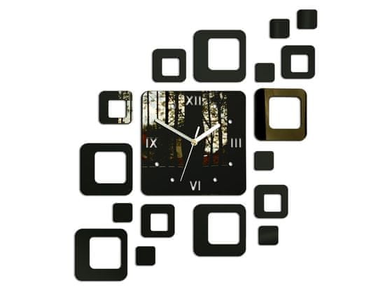 ModernClock 3D nalepovacie hodiny Roman Quadrat wenge