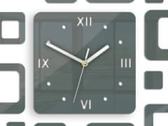 ModernClock 3D nalepovacie hodiny Roman Quadrat tmavosivé