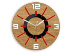 ModernClock Nástenné hodiny Alladyn Wood červeno-čierne