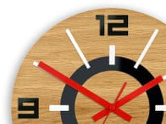 ModernClock Nástenné hodiny Alladyn Wood hnedo-červené