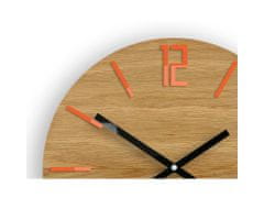 ModernClock Nástenné hodiny Carlo Wood hnedo-oranžové