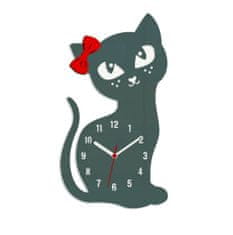 ModernClock Nástenné hodiny Cat sivé