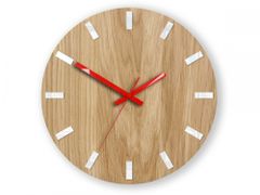 ModernClock Nástenné hodiny Simple Oak hnedo-červené