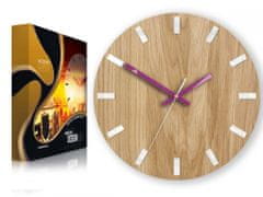 ModernClock Nástenné hodiny Simple Oak hnedo-fialové