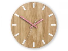 ModernClock Nástenné hodiny Simple Oak hnedo-ružové