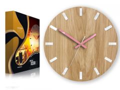 ModernClock Nástenné hodiny Simple Oak hnedo-ružové