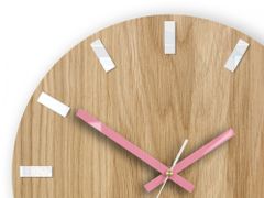 ModernClock Nástenné hodiny Simple Oak hnedo-ružové