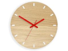 ModernClock Nástenné hodiny Solo Wood hnedo-červené